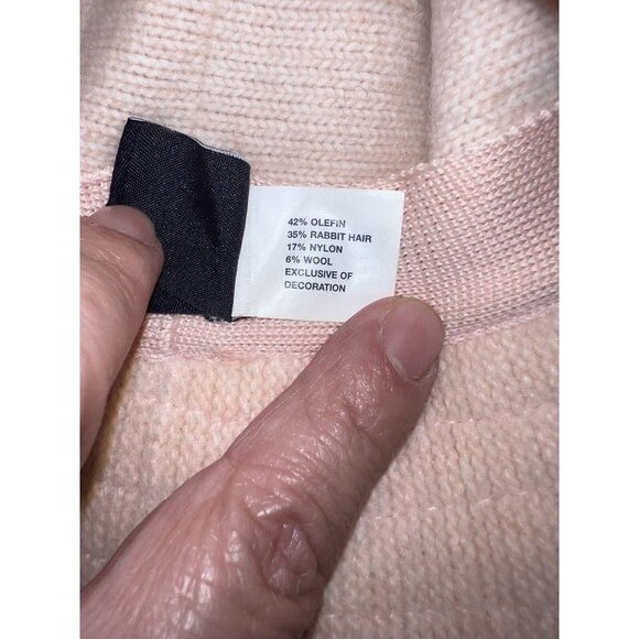 GAP Bucket Hat Vintage Y2K Soft Pink Rabbit Hair Wool Blend Eyelash Velvet Bow - Picture 8 of 9